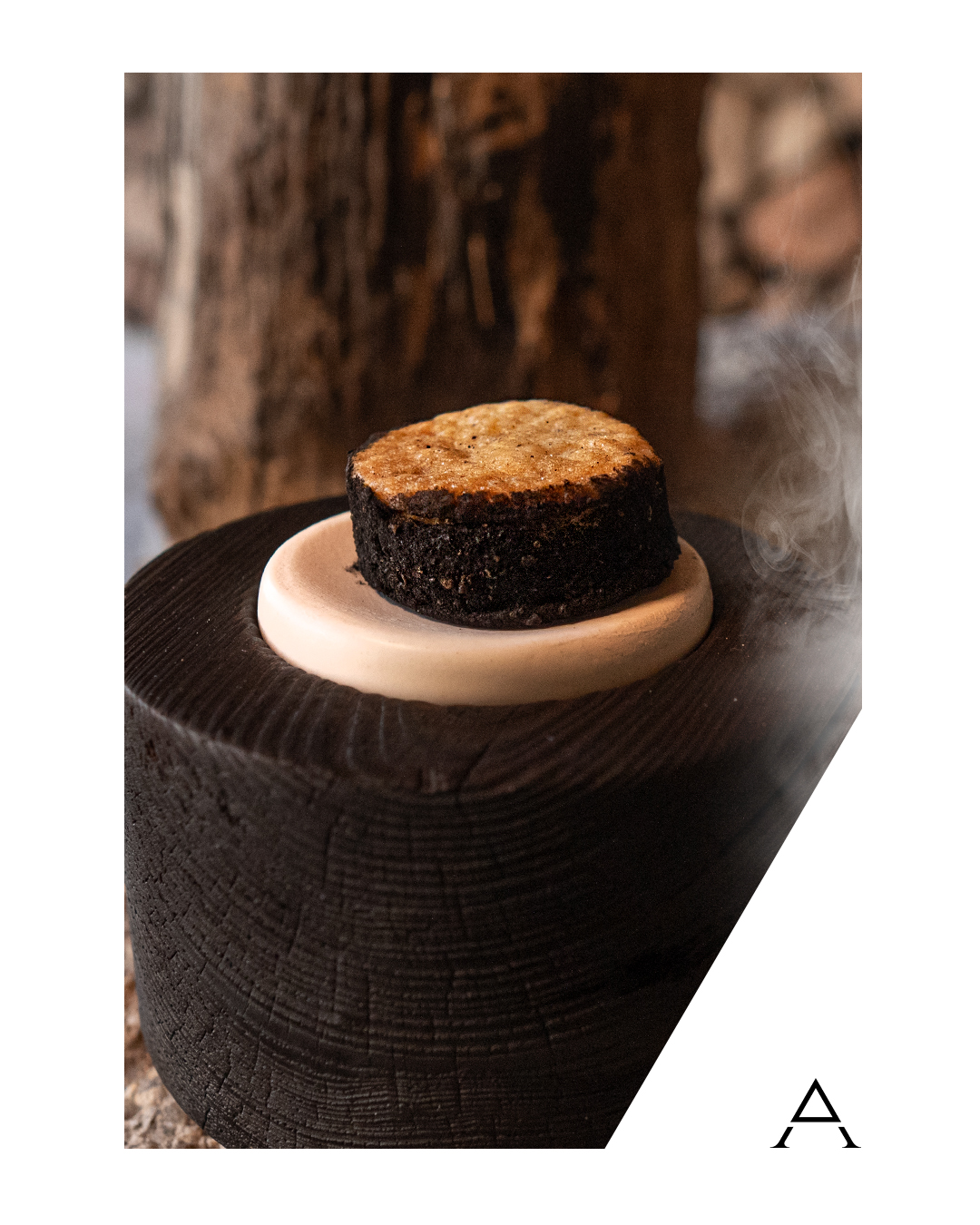 Pase con fuego y leña en el menú degustación de Albanta Cocina de Leña, Vilaboa